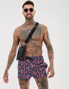 Asos Design Swim Shorts In Bright Floral Print In Super Short Length-multi