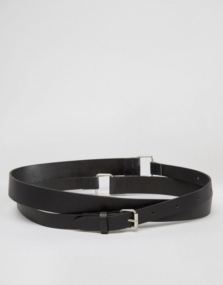 Weekday Leather Double Wrap Belt - Black