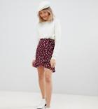 Asos Design Petite Mini Wrap Skirt In Polka Dot Print-multi