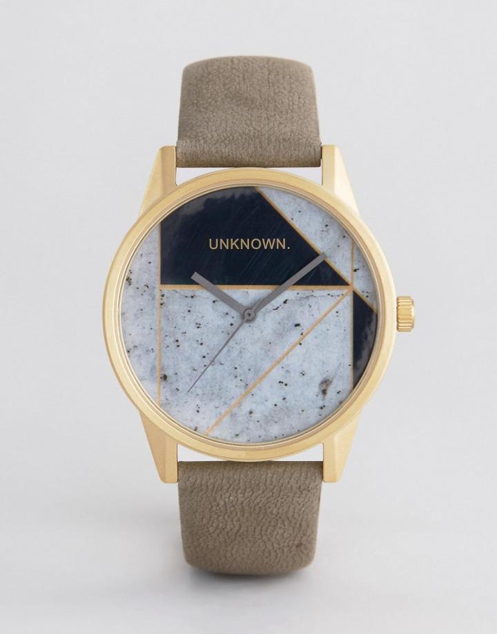 Unknown Urban Geo Leather Watch In Gray - Gray
