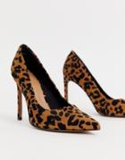 Asos Design Porto Pointed High Heeled Pumps In Leopard-multi