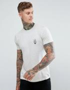 Brave Soul T-shirt With Embroidered Bearded Man Logo - Cream