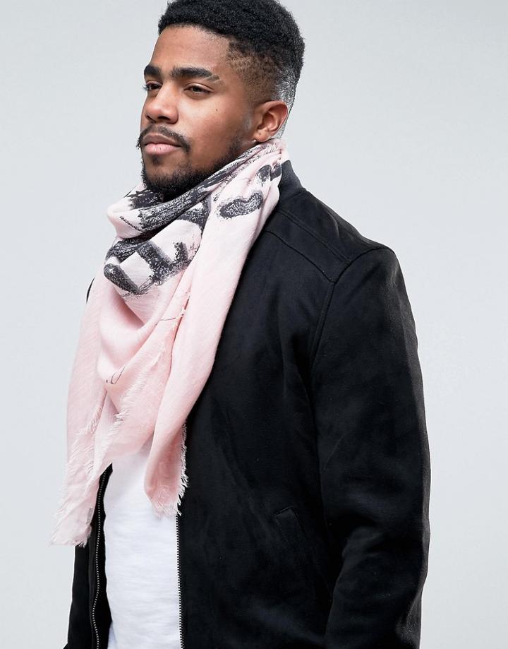 Diesel Swillot Logo Scarf In Pink - Pink