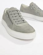 Hugo Futurism Low Zip Suede Sneaker In Light Gray - Gray
