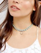 Asos Mermaid Shell Charm Choker Necklace - Multi