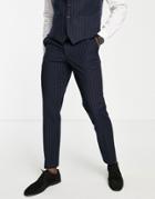 French Connection Slim Fit Pinstripe Suit Pants-navy