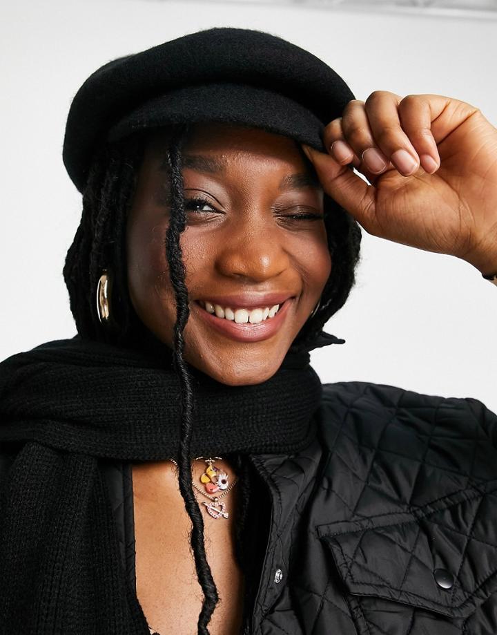 Miss Selfridge Black Baker Hat