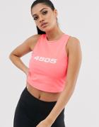 Asos 4505 Slightly Cropped Tank With Large Logo-pink