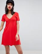 Asos Design Ruched Front Swing Dress - Red