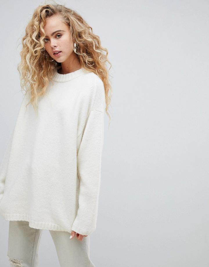 Weekday Soft Touch Oversized Sweater In Off White - Cream