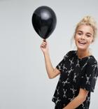 Monki Halloween All Over Skeleton Print T-shirt - Black