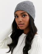 Asos Design Recycled Deep Turn Up Beanie In Salt And Pepper Knit