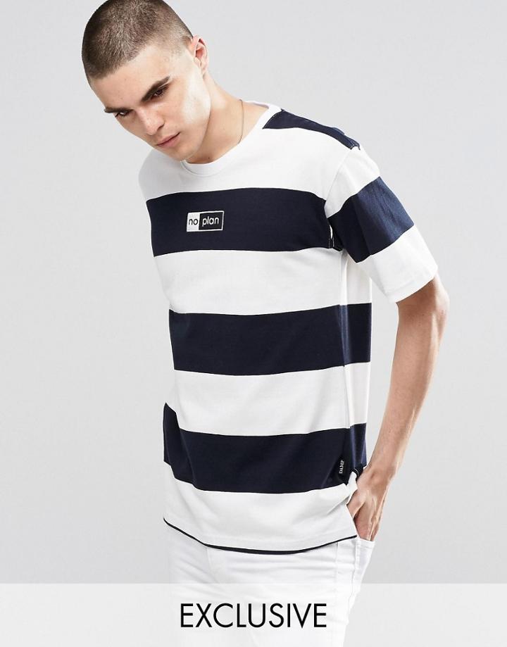 Don't Ask My Plan Striped T-shirt - Navy