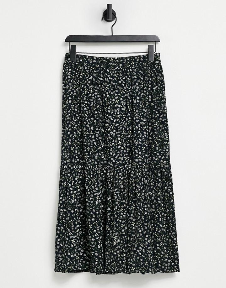 Violet Romance Midi Skirt In Ditsy Floral Print-multi