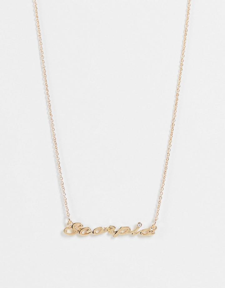 Monki Zodiac Scorpio Sign Necklace In Gold