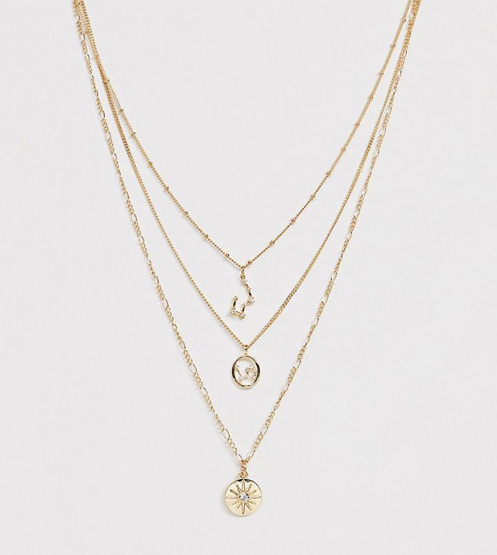 Reclaimed Vintage Inspired Constellation Star Multirow Necklace - Gold