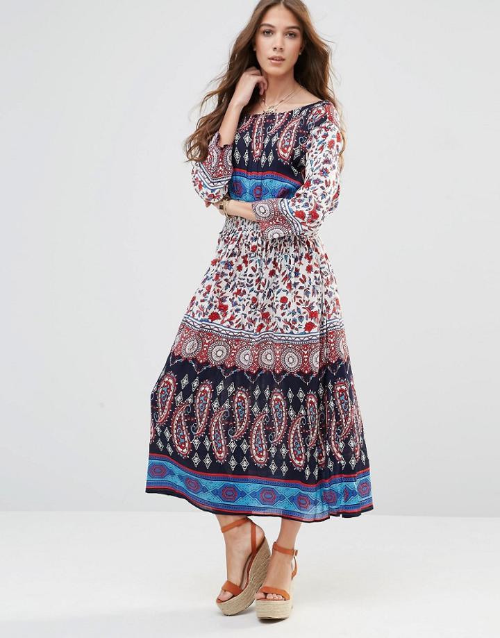 Raga Take Heart Printed Maxi Dress With Cross Over Back - 112 Multi