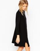 Asos Tunic Dress In Knit With High Neck With A Touch Of Cashmere - Black