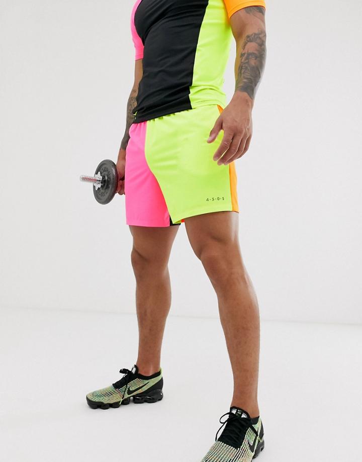 Asos 4505 Training Shorts With Neon Color Block-multi