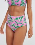 Asos Mix And Match Hot Tropic Print High Waist Bikini Bottom - Hot Tropic