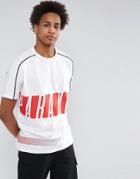 Asos Relaxed T-shirt With Shoulder Panel Detail & Paradox Front & Back Print - White