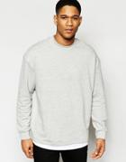 Asos Longline Oversized Sweatshirt With T-shirt Underlayer In Gray - Gray Marl
