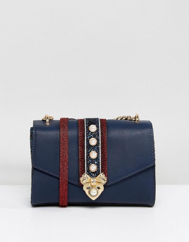 Aldo Pearl Detail Mini Cross Body Bag - Navy