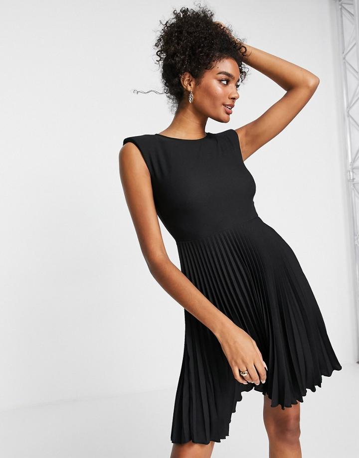 Closet London Pleated Skirt Mini Dress In Black