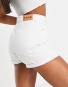Na-kd Organic Cotton Mom Turn Up Denim Shorts In White