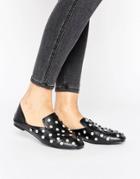 Raid Nina Stud Flat Mules - Black