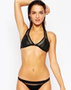 Skye & Staghorn Noir T Back Triangle Bikini Top - Black