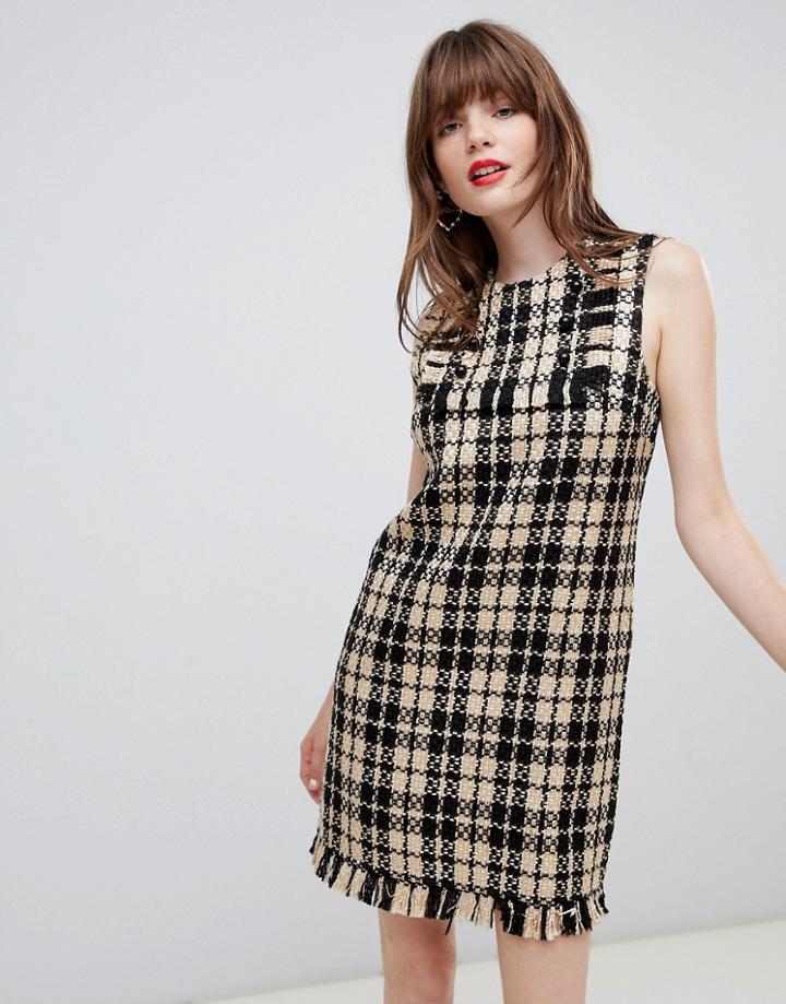 Darling Houndstooth Shift Dress - Black