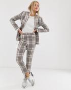 Asos Design Summer Based Check Suit Slim Pants-multi