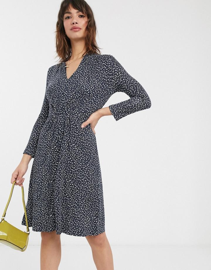 French Connection Polka Dot Jersey Dress-navy