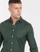Asos Design Slim Fit Oxford Shirt In Forest Green - Green