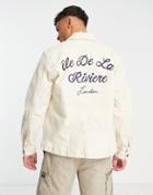 River Island Chore Jacket With Back Print In Stone-neutral