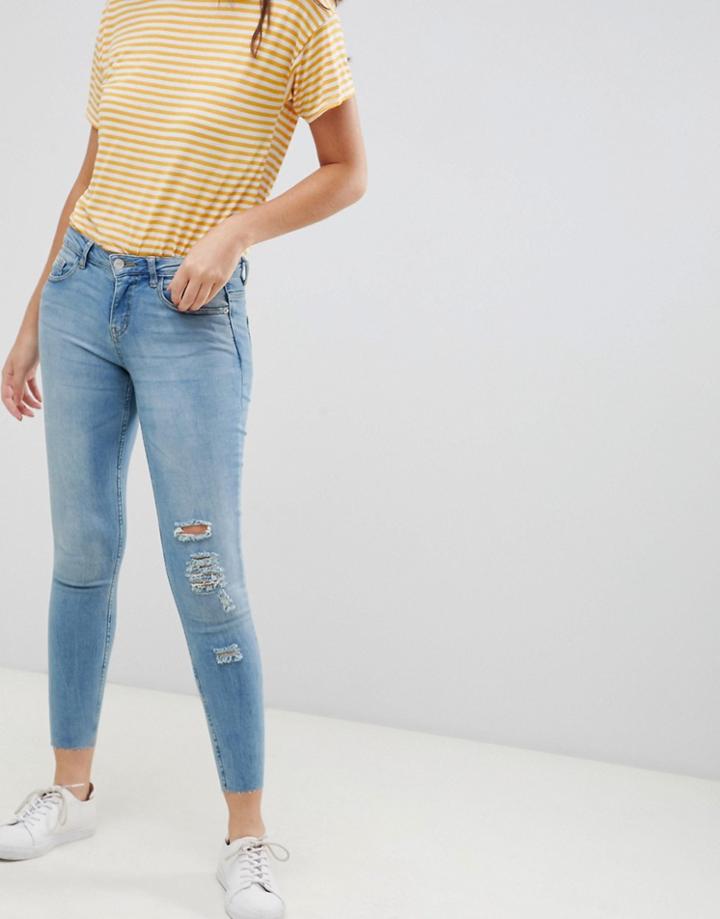 Jdy Flora Ripped Skinny Jeans - Blue