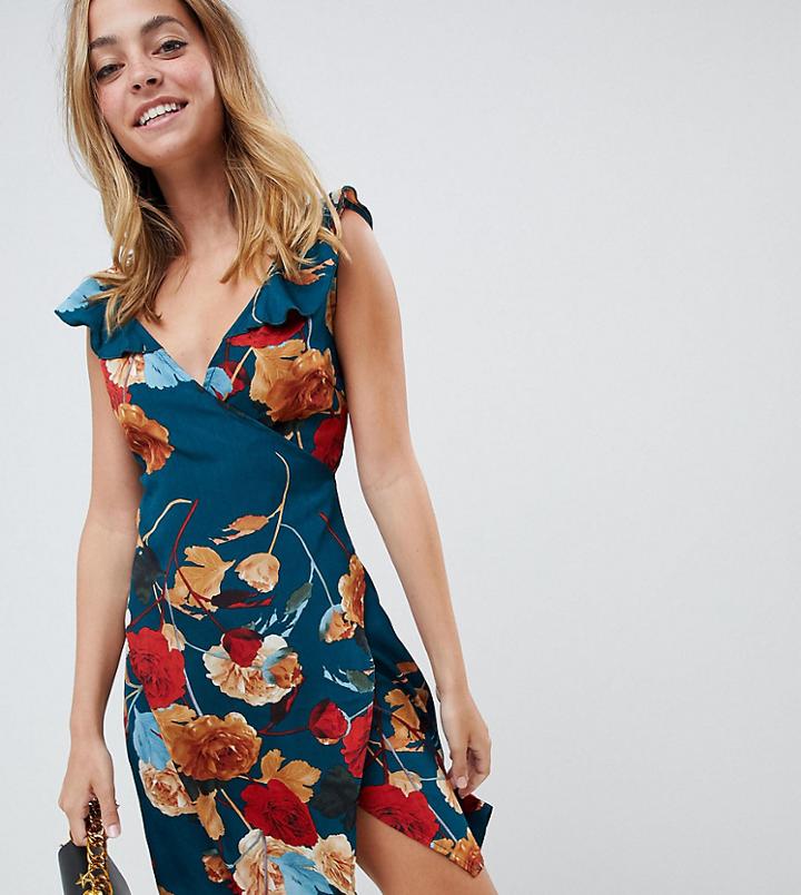 Parisian Petite Sleeveless Wrap Dress In Floral - Multi