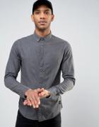 Only & Sons Denim Shirt In Washed Gray In Slim Fit - Green