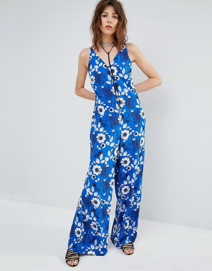 Mango Floral Print Sleeveless Jumpsuit - Multi
