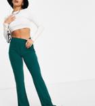 Only Petite Exclusive Ribbed Flared Pants In Dark Green