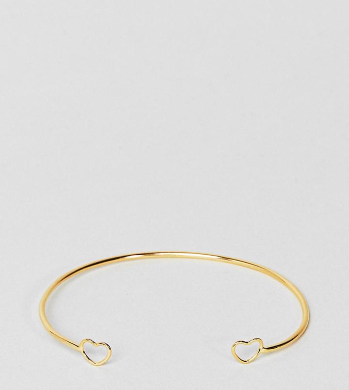 Asos Gold Plated Sterling Silver Open Heart Cuff Bracelet - Gold