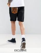 Reclaimed Vintage Revived Levis Shorts With Leopard Pocket Patch - Black