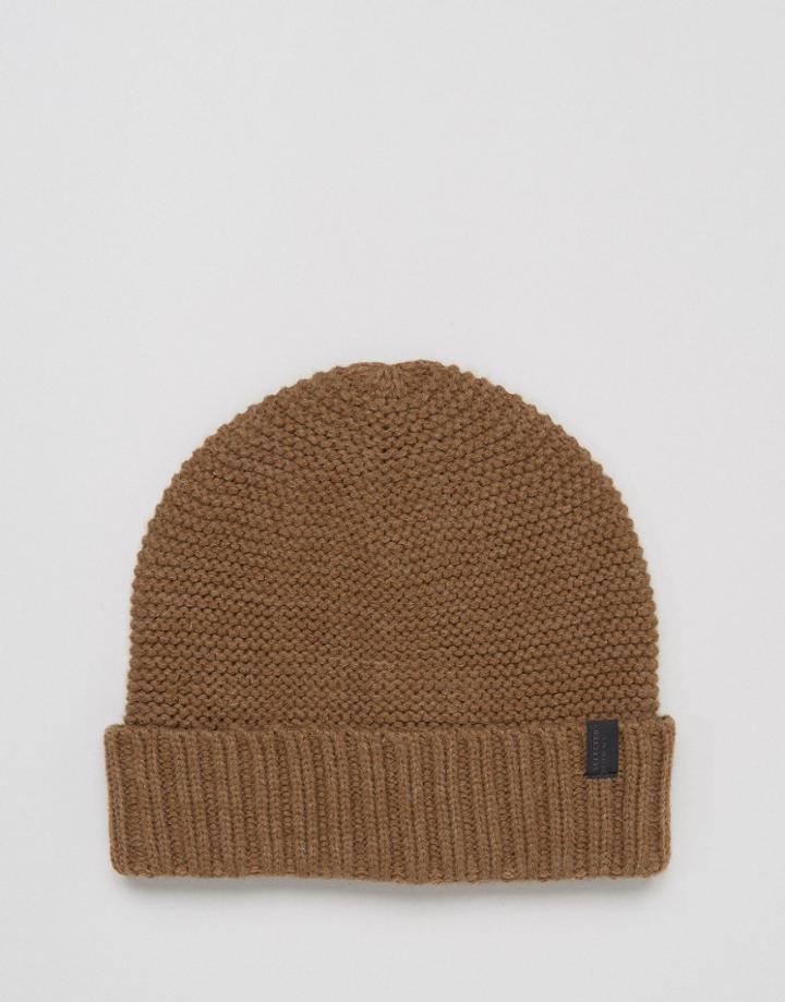 Selected Homme Beanie In Textured Knit - Beige