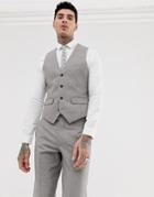 Harry Brown Wedding Wool Blend Slim Fit Summer Tweed Suit Vest - Gray