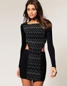 Asos Bodycon Dress With Glitter Print - Multi