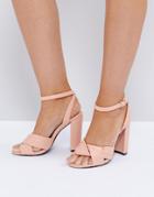 The March Twist Front Dusky Pink Block Heeled Sandals - Pink