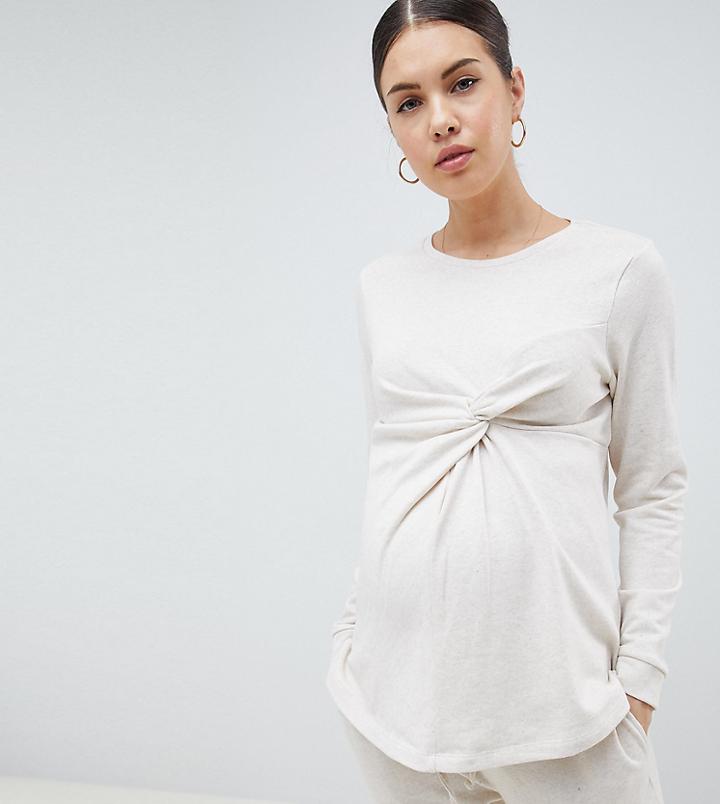 Asos Design Maternity Knot Front Sweat - Cream