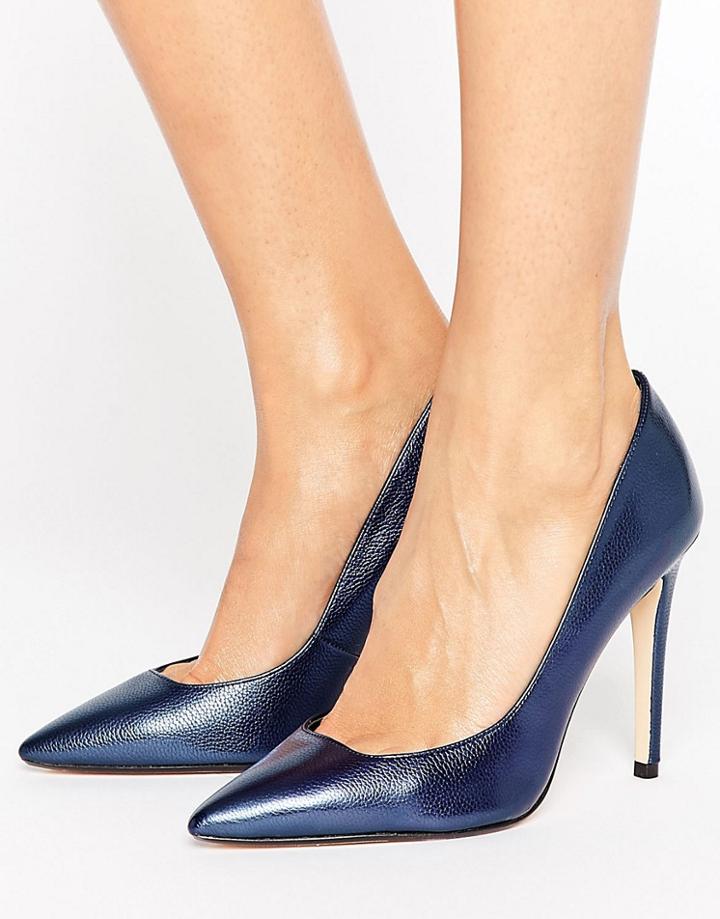 Dune Pointed Toe High Heel Court Shoe - Navy