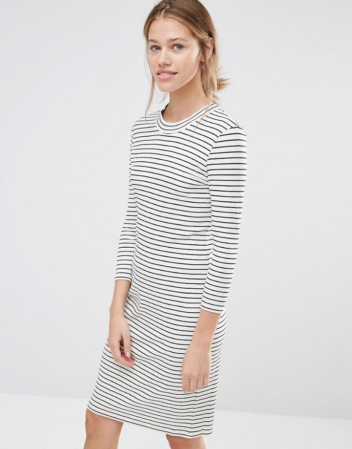 Just Female Nine Stripe Dress - White